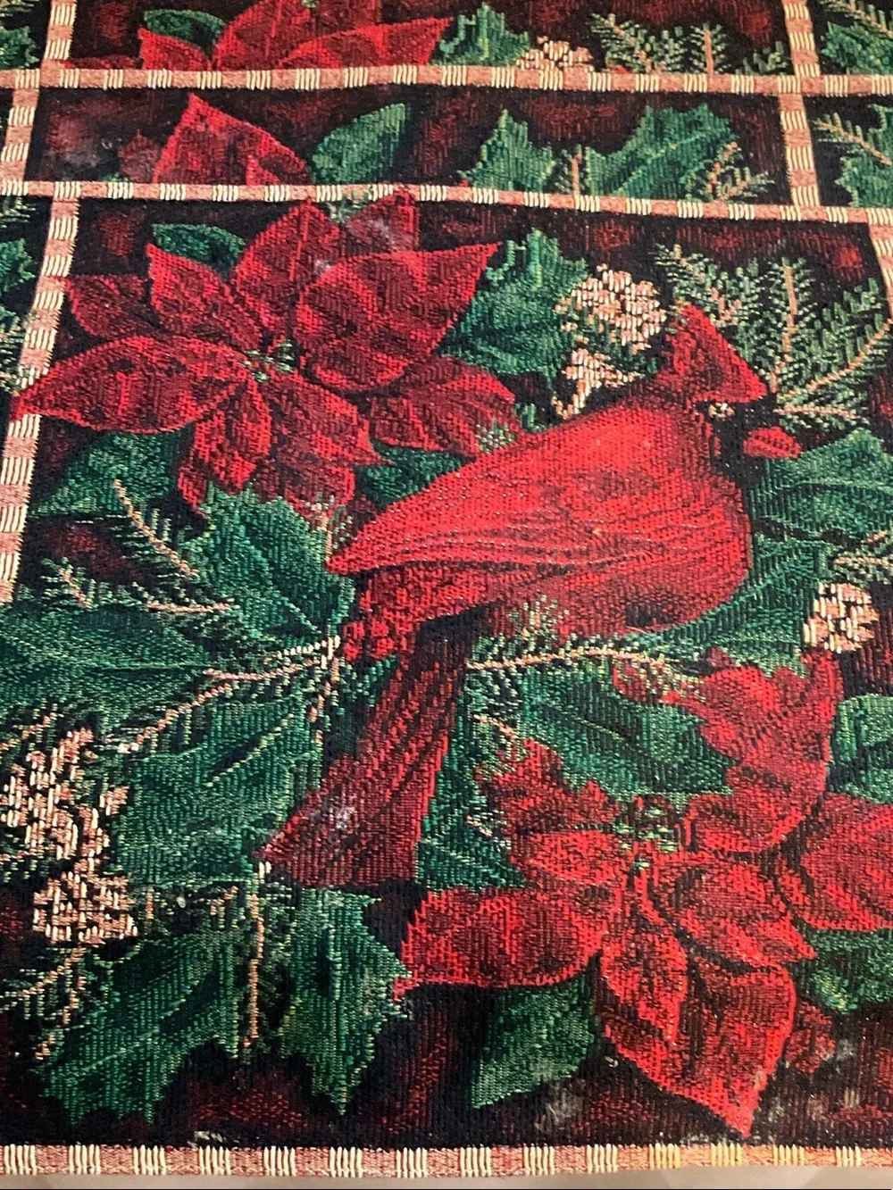Cardinal & Poinsettia Holiday Placemat Set - Red and Green